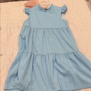 Little English Sky Blue Ruffle Sleeve Dress